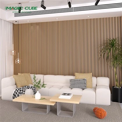 Soundproof Wood Slat Acoustic Vaj Huam Sib Luag